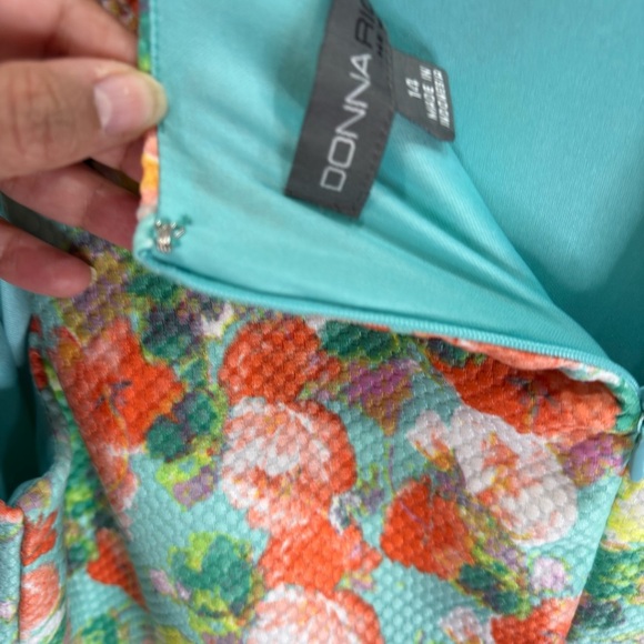 Donna Ricco Dress Women size 14 Aqua & Coral Floral Sheath Dress - Picture 7 of 7